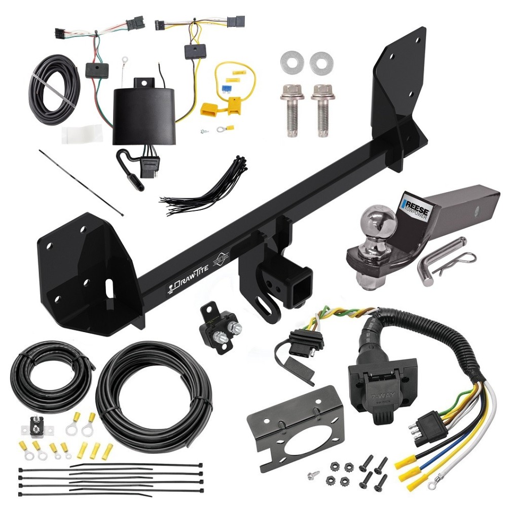 Custom Fit Trailer Hitch Wiring Harness (Plug & Play) 2" Drop Ball-Mount w/ Pin/Clip 2" Chrome Ball Trailer Connector Adapter Brake Control Wiring Kit Circuit Breaker Installation Hardware Installation Instructions 76194 85343 20506 7012a 11 Trailer Hitch Tow Package w/ 7-Way RV Wiring For 18-24 Volvo XC60 w/ 2" Drop Mount 2" Ball Class 4 2" Receiver All Models