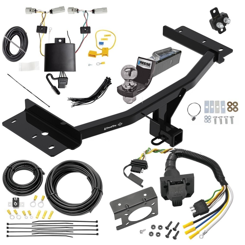 Custom Fit Trailer Hitch Wiring Harness (Plug & Play) 2" Drop Ball-Mount w/ Pin/Clip 2" Chrome Ball Trailer Connector Adapter Brake Control Wiring Kit Circuit Breaker Installation Hardware Installation Instructions 76320 85343 20506 7012a 1 Trailer Hitch Tow Package w/ 7-Way RV Wiring For 20-24 Lincoln Aviator w/ 2" Drop Mount 2" Ball Class 4 2" Receiver All Models