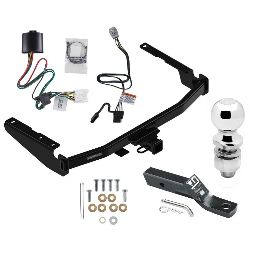 Custom Fit Trailer Hitch Wiring Harness (Plug & Play) 2" Drop Ball-Mount w/ Pin/Clip 2" Chrome Ball Installation Hardware Installation Instructions 76336 118827 23 63845 Draw-Tite Trailer Tow Hitch 20-24 Toyota Highlander Except with Twin-T Trailer Tow Hitch For 20-24 Toyota Highlander Except with Twin-Tip Exhaust Complete Package w/ Wiring and 2" Ball