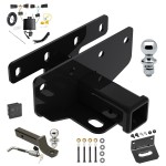Custom Fit Trailer Hitch Wiring Harness (Plug & Play) 2" Drop Ball-Mount w/ Locking Pin/Clip 2" Chrome Ball 4-Flat Mounting Bracket 1-7/8" Chrome Ball Rubber Hitch Plug Cover Installation Hardware Installation Instructions 76382 118786 Ultimate Tow Package For 18-24 Jeep Wrangler JL Trailer Hitch w/ Wiring 2" Drop Mount Dual 2" and 1-7/8" Ball Lock Bracket Cover 2" Receiver