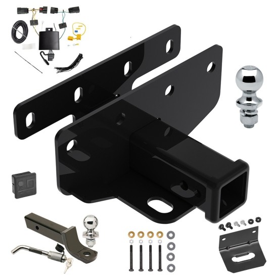 Custom Fit Trailer Hitch Wiring Harness (Plug & Play) 2" Drop Ball-Mount w/ Locking Pin/Clip 2" Chrome Ball 4-Flat Mounting Bracket 1-7/8" Chrome Ball Rubber Hitch Plug Cover Installation Hardware Installation Instructions 76382 118786 Ultimate Tow Package For 18-24 Jeep Wrangler JL Trailer Hitch w/ Wiring 2" Drop Mount Dual 2" and 1-7/8" Ball Lock Bracket Cover 2" Receiver