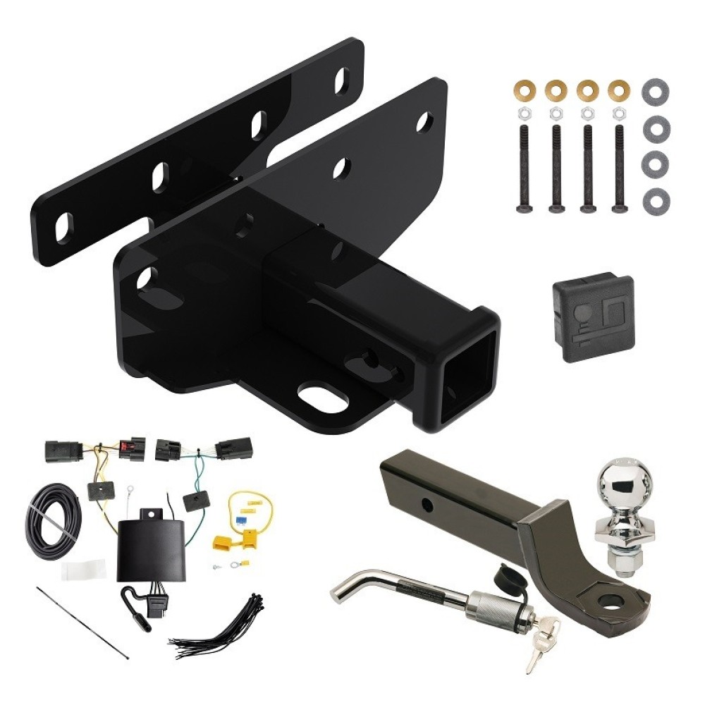 Custom Fit Trailer Hitch Wiring Harness (Plug & Play) 2" Drop Ball-Mount w/ Locking Pin/Clip 2" Chrome Ball Rubber Hitch Plug Cover Installation Hardware Installation Instructions 76382 118786 7005111 7010 Draw-Tite Trailer Tow Hitch 18-23 J Trailer Tow Hitch For 18-24 Jeep Wrangler JL (New Body Style) Deluxe Package Wiring 2" Ball Mount and Lock