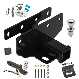 Custom Fit Trailer Hitch Wiring Harness (Requires Splicing) 2" Drop Ball-Mount w/ Locking Pin/Clip 2" Chrome Ball 4-Flat Mounting Bracket 1-7/8" Chrome Ball Rubber Hitch Plug Cover Installation Hardware Installation Instructions 76382 202 Ultimate Tow Package For 07-17 Jeep Wrangler 2018 Wrangler JK Trailer Hitch w/ Wiring 2" Drop Mount Dual 2" and 1-7/8" Ball Lock Bracket Cover 2" Receiver