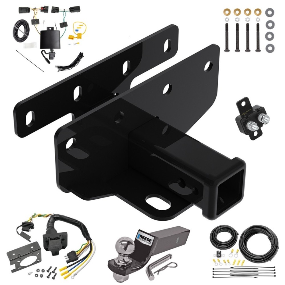 Custom Fit Trailer Hitch Wiring Harness (Plug & Play) 2" Drop Ball-Mount w/ Pin/Clip 2" Chrome Ball Trailer Connector Adapter Brake Control Wiring Kit Circuit Breaker Installation Hardware Installation Instructions 76382 85343 20506 7012a 1 Trailer Hitch Tow Package w/ 7-Way RV Wiring For 18-24 Jeep Wrangler JL (New Body Style) w/ 2" Drop Mount 2" Ball Class 3 2" Receiver