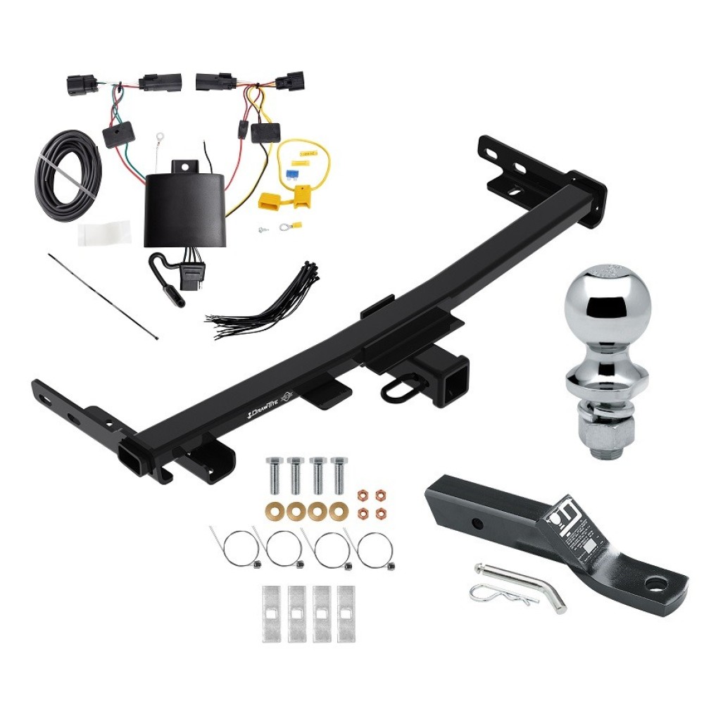 Custom Fit Trailer Hitch Wiring Harness (Plug & Play) 2" Drop Ball-Mount w/ Pin/Clip 1-7/8" Chrome Ball Installation Hardware Installation Instructions 76392 118779 23 63816 Draw-Tite Trailer Tow Hitch 19-23 Jeep Cherokee Trailhawk Complete Trailer Tow Hitch For 19-23 Jeep Cherokee Trailhawk Complete Package w/ Wiring and 1-7/8" Ball