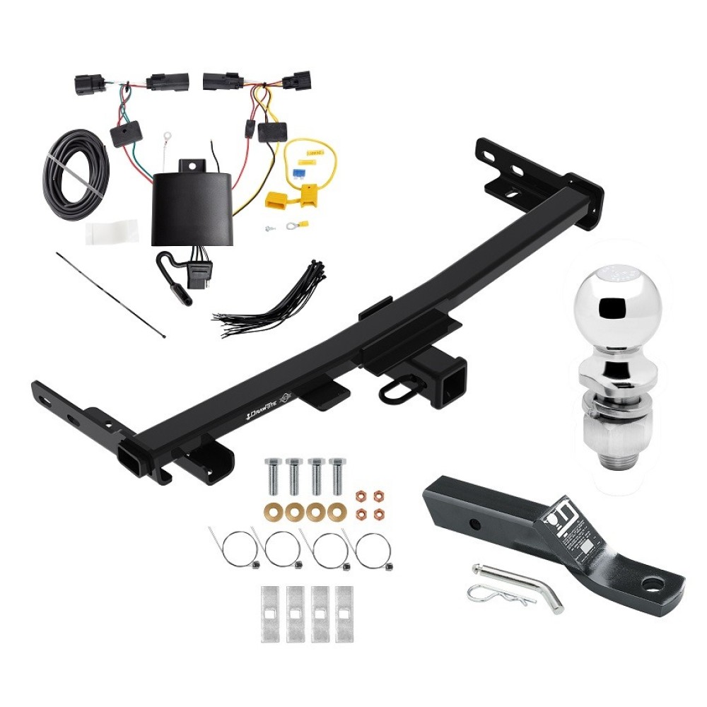 Custom Fit Trailer Hitch Wiring Harness (Plug & Play) 2" Drop Ball-Mount w/ Pin/Clip 2" Chrome Ball Installation Hardware Installation Instructions 76392 118779 23 63845 Draw-Tite Trailer Tow Hitch 19-23 Jeep Cherokee Trailhawk Complete Pac Trailer Tow Hitch For 19-23 Jeep Cherokee Trailhawk Complete Package w/ Wiring and 2" Ball