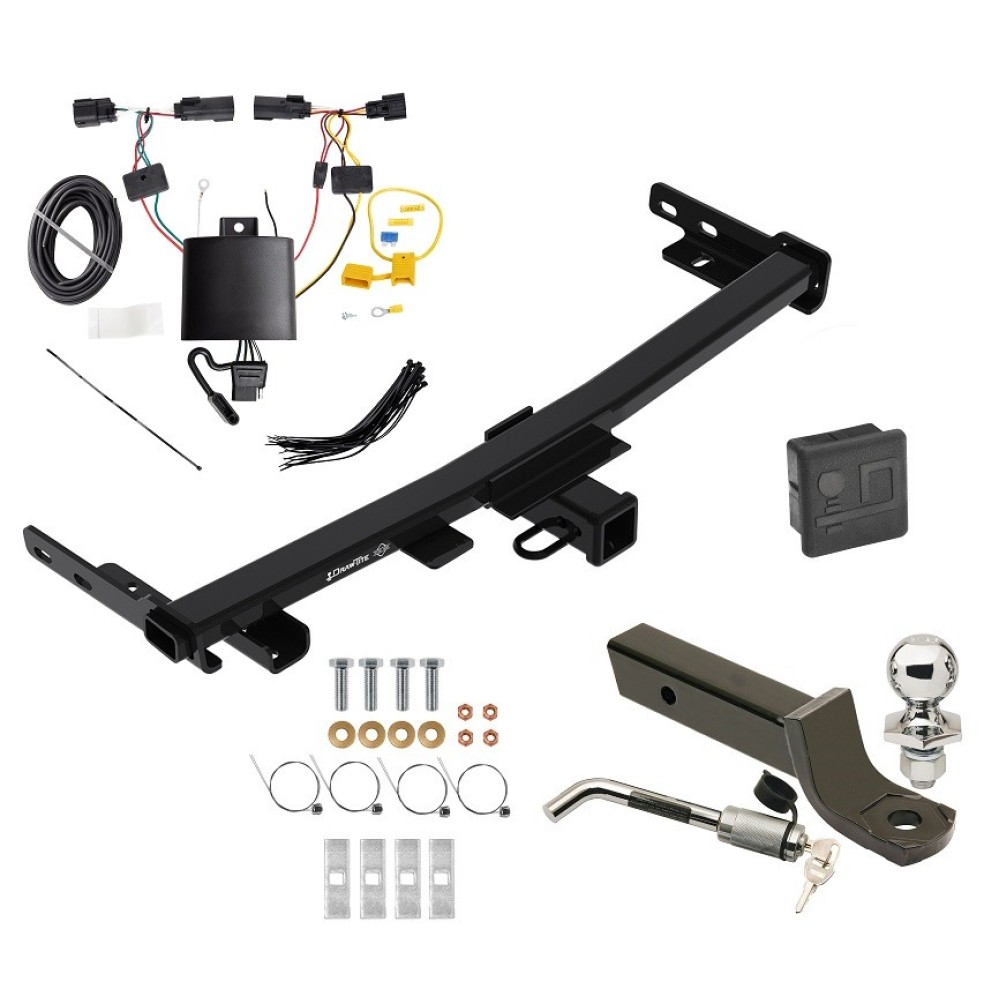 Trailer Tow Hitch For 19-23 Jeep Cherokee Trailhawk Deluxe Package Wiring 2" Ball Mount and Lock