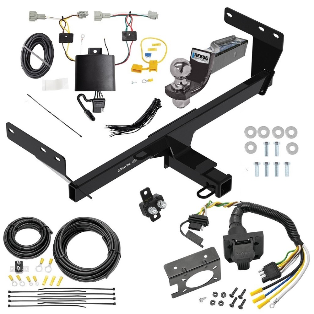 Trailer Hitch Tow Package w/ 7-Way RV Wiring For 21-24 Nissan Rogue w/ 2" Drop Mount 2" Ball Class 3 2" Receiver All Models Trailer Hitch Tow Package w/ 7-Way RV Wiring For 21-24 Nissan Rogue w/ 2" Drop Mount 2" Ball Class 3 2" Receiver All Models