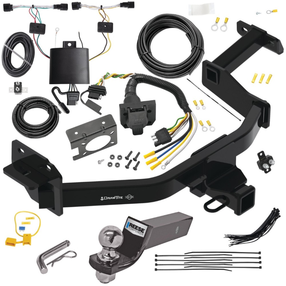 Trailer Hitch Tow Package w/ 7-Way RV Wiring For 21-23 KIA Sorento w/ 2" Drop Mount 2" Ball Class 3 2" Receiver All Models