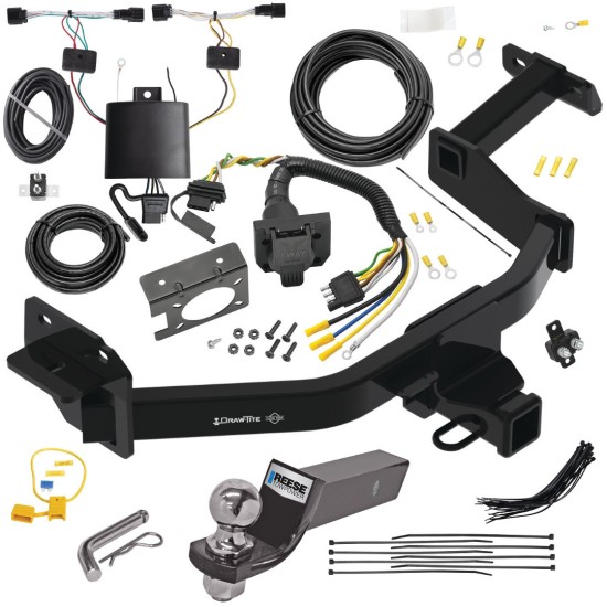 Trailer Hitch Tow Package w/ 7-Way RV Wiring For 21-23 KIA Sorento w/ 2" Drop Mount 2" Ball Class 3 2" Receiver All Models
