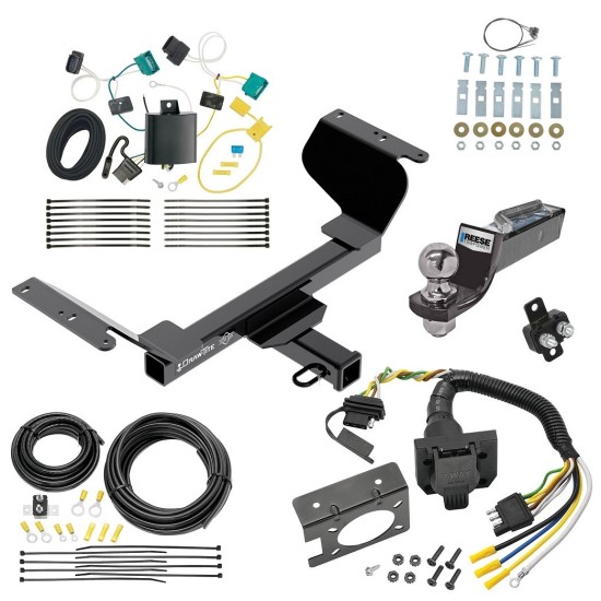 Custom Fit Trailer Hitch Wiring Harness (Plug & Play) 2" Drop Ball-Mount w/ Pin/Clip 2" Chrome Ball Trailer Connector Adapter Brake Control Wiring Kit Circuit Breaker Installation Hardware Installation Instructions 76419 85343 20506 7012a 1 Trailer Hitch Tow Package w/ 7-Way RV Wiring For 18-21 Chevrolet Equinox w/ 2" Drop Mount 2" Ball Class 3 2" Receiver