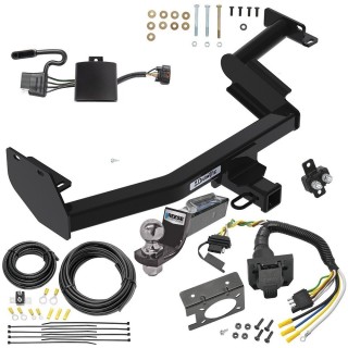 Custom Fit Trailer Hitch Wiring Harness (Plug & Play) 2" Drop Ball-Mount w/ Pin/Clip 2" Chrome Ball Trailer Connector Adapter Brake Control Wiring Kit Circuit Breaker Installation Hardware Installation Instructions 76420 85343 20506 7012a 11 Trailer Hitch Tow Package w/ 7-Way RV Wiring For 20-22 Hyundai Palisade KIA Telluride w/ 2" Drop Mount 2" Ball Class 3 2" Receiver All Models