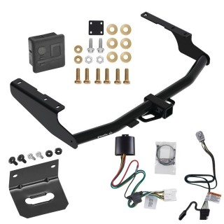 For 2020-2023 Toyota Highlander Trailer Hitch Tow PKG w/ 4-Flat Wiring Harness + Wiring Bracket + Hitch Cover (Excludes: w/Twin-Tip Exhaust Models) By Draw-Tite