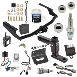 For 20-23 Toyota Highlander Trailer Hitch Tow PKG Wiring + Adj Drop Rise Ball Mount + Interchangeable 1-7/8" & 2" & 2-5/16" Balls +Bracket+Dual Hitch & Locks+Wiring Tester+Ball Lube+Electric Grease+Ball Wrench+Anti Rattle Device