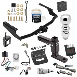 For 20-23 Toyota Highlander Trailer Hitch Tow PKG w/ Wiring + Adjustable Drop Rise Ball Mount + 2-5/16" Ball + Bracket + Cover+Dual Hitch & Coupler Locks + Wiring Tester+Ball Lube+Electric Grease+Ball Wrench + Anti Rattle Device