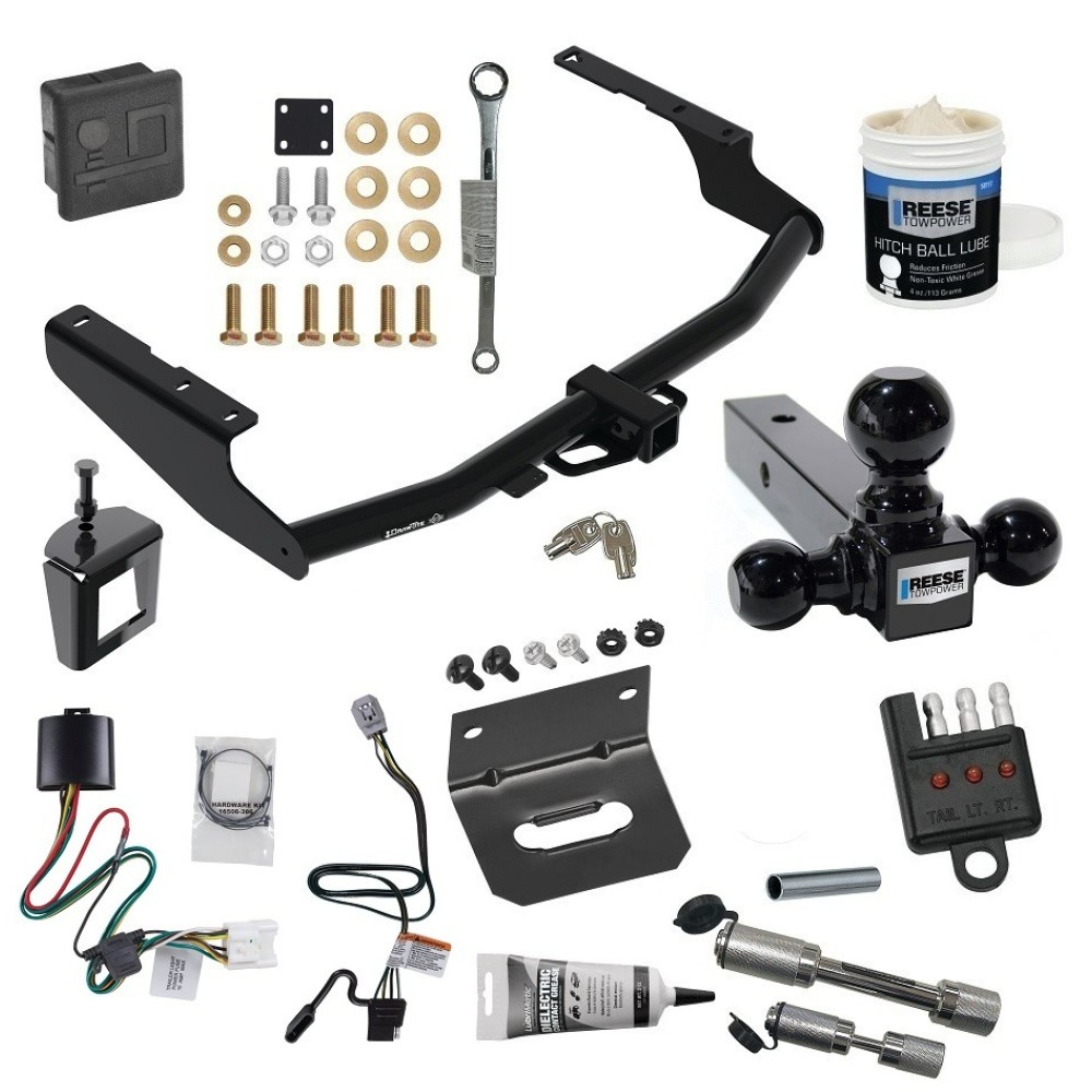 For 2020-2023 Toyota Highlander Trailer Hitch kit by: Draw-Tite For 2020-2023 Toyota Highlander Trailer Hitch Tow PKG w/ 4-Flat Wiring + Triple Ball Ball Mount 1-7/8" & 2" & 2-5/16" Trailer Balls + Wiring Bracket + Hitch Cover + Dual Hitch & Coupler Locks + Wiring Tester + Ball Lube + Electr