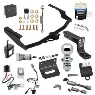 For 2020-2023 Toyota Highlander Trailer Hitch Tow PKG w/ 4-Flat Wiring + Ball Mount w/ 4" Drop + 1-7/8" Ball + Wiring Bracket + Hitch Cover + Dual Hitch & Coupler Locks + Wiring Tester + Ball Lube + Electric Grease + Ball Wrench + Anti Rattl
