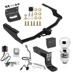 For 2020-2023 Toyota Highlander Trailer Hitch Tow PKG w/ 4-Flat Wiring + Ball Mount w/ 4" Drop + 2" Ball + Wiring Bracket + Hitch Cover (Excludes: w/Twin-Tip Exhaust Models) By Draw-Tite