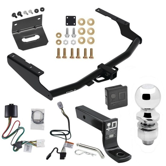 For 2020-2023 Toyota Highlander Trailer Hitch Tow PKG w/ 4-Flat Wiring + Ball Mount w/ 4" Drop + 2" Ball + Wiring Bracket + Hitch Cover (Excludes: w/Twin-Tip Exhaust Models) By Draw-Tite