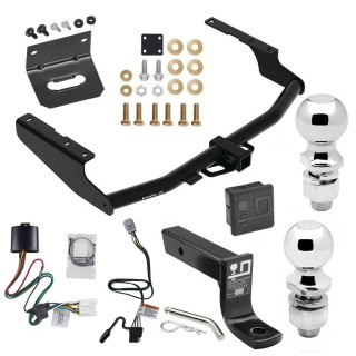 For 2020-2023 Toyota Highlander Trailer Hitch Tow PKG w/ 4-Flat Wiring + Ball Mount w/ 4" Drop + 2" Ball + 2-5/16" Ball + Wiring Bracket + Hitch Cover (Excludes: w/Twin-Tip Exhaust Models) By Draw-Tite