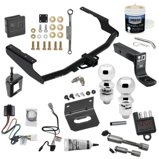 For 2020-2023 Toyota Highlander Trailer Hitch Tow PKG w/ 4-Flat Wiring + Ball Mount w/ 4" Drop + 2" Ball + 2-5/16" Ball + Wiring Bracket + Hitch Cover + Dual Hitch & Coupler Locks + Wiring Tester + Ball Lube + Electric Grease + Ball Wre