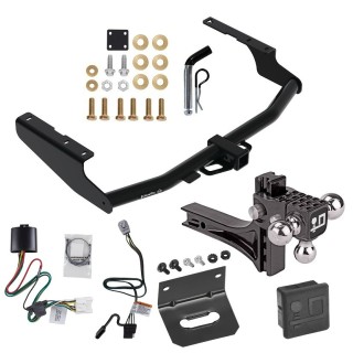 For 2020-2023 Toyota Highlander Trailer Hitch kit by: Draw-Tite For 2020-2023 Toyota Highlander Trailer Hitch Tow PKG w/ 4-Flat Wiring + Adjustable Drop Rise Triple Ball Ball Mount 1-7/8" & 2" & 2-5/16" Trailer Balls + Pin/Clip + Wiring Bracket + Hitch Cover (Excludes: w/Twin-Tip Exhaust Models)