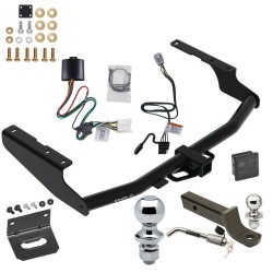 Ultimate Tow Package For 20-23 Toyota Highlander Except XSE Trailer Hitch w/ Wiring 2" Drop Mount Dual 2" and 1-7/8" Ball Lock Bracket Cover 2" Receiver 