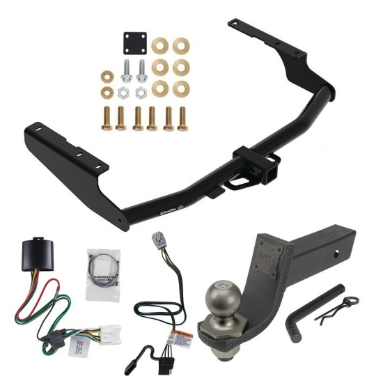 For 2020-2023 Toyota Highlander Trailer Hitch Tow PKG w/ 4-Flat Wiring + Interlock Tactical Starter Kit w/ 3-1/4" Drop & 2" Ball (Excludes: w/Twin-Tip Exhaust Models) By Draw-Tite