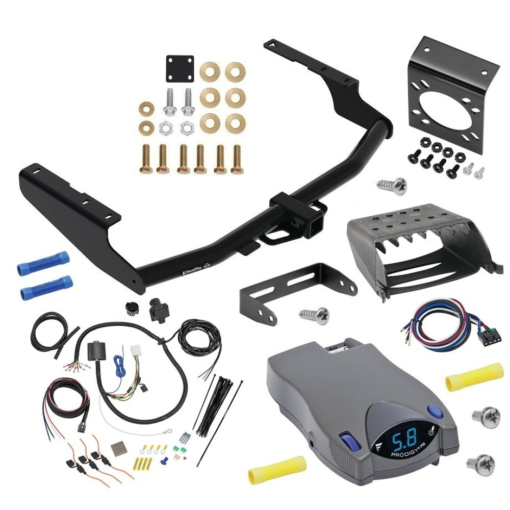 For 2014-2019 Toyota Highlander Trailer Hitch Tow PKG w/ Tekonsha Prodigy P2 Brake Control + 7-Way RV Wiring By Draw-Tite