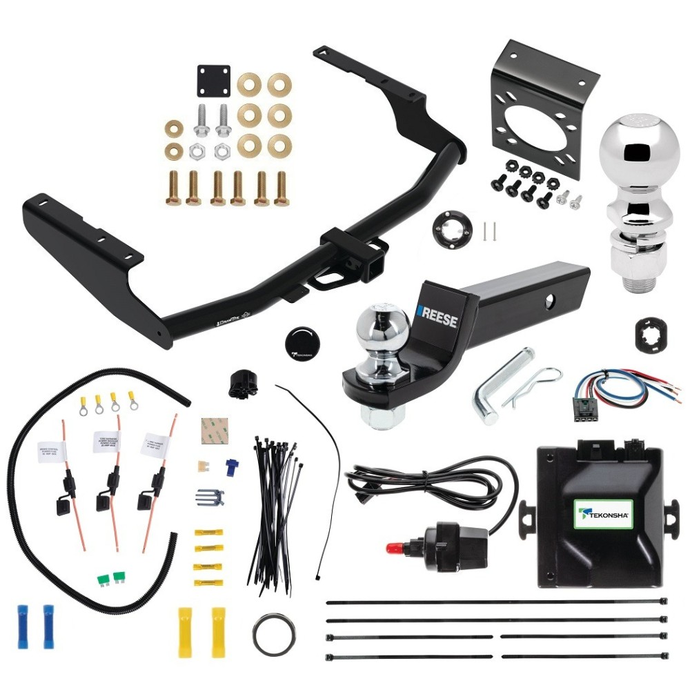For 2020-2023 Toyota Highlander Trailer Hitch Tow PKG w/ Tekonsha Prodigy iD Bluetooth Wireless Brake Control + 7-Way RV Wiring + 2" & 2-5/16" Ball & Drop Mount (Excludes: w/Twin-Tip Exhaust Models) By Draw-Tite
