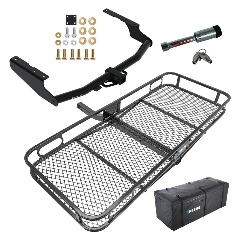For 2020-2023 Toyota Highlander Trailer Hitch Tow PKG w/ 60" x 24" Cargo Carrier + Cargo Bag + Hitch Lock (Excludes: w/Twin-Tip Exhaust Models) By Draw-Tite