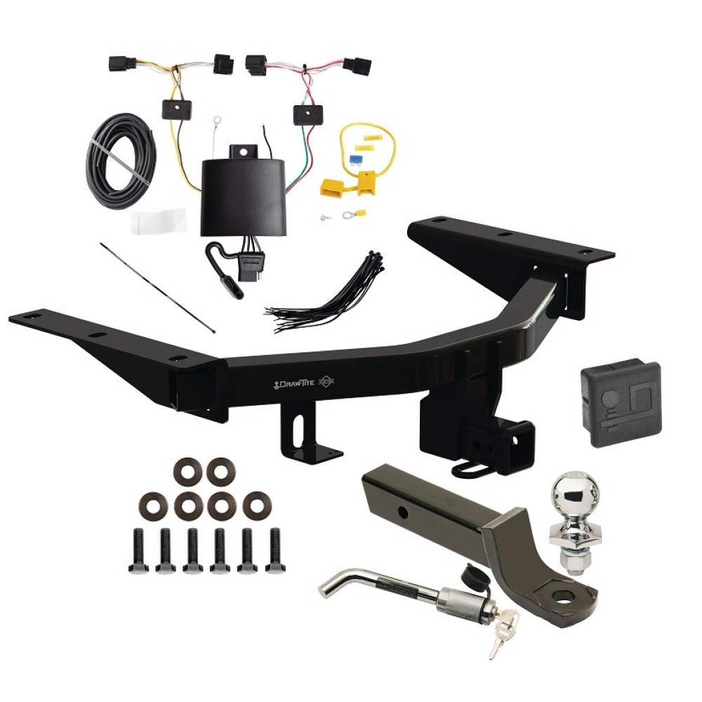 Custom Fit Trailer Hitch Wiring Harness (Plug & Play) 2" Drop Ball-Mount w/ Locking Pin/Clip 2" Chrome BallRubber Hitch Plug Cover Installation Hardware Installation Instructions  76453 118839 7005111 7010 Draw-Tite Trailer Tow Hitch 22-23 A Trailer Tow Hitch For 22-25 Acura MDX Class 4 Deluxe Package Wiring 2" Ball Mount and Lock