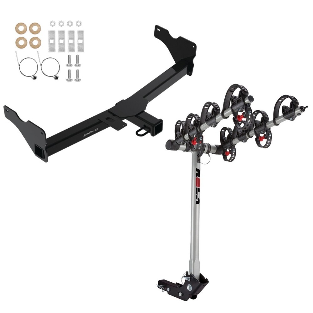 Trailer Tow Hitch For 18-23 VW Volkswagen Tiguan w/ 4 Bike Carrier Rack