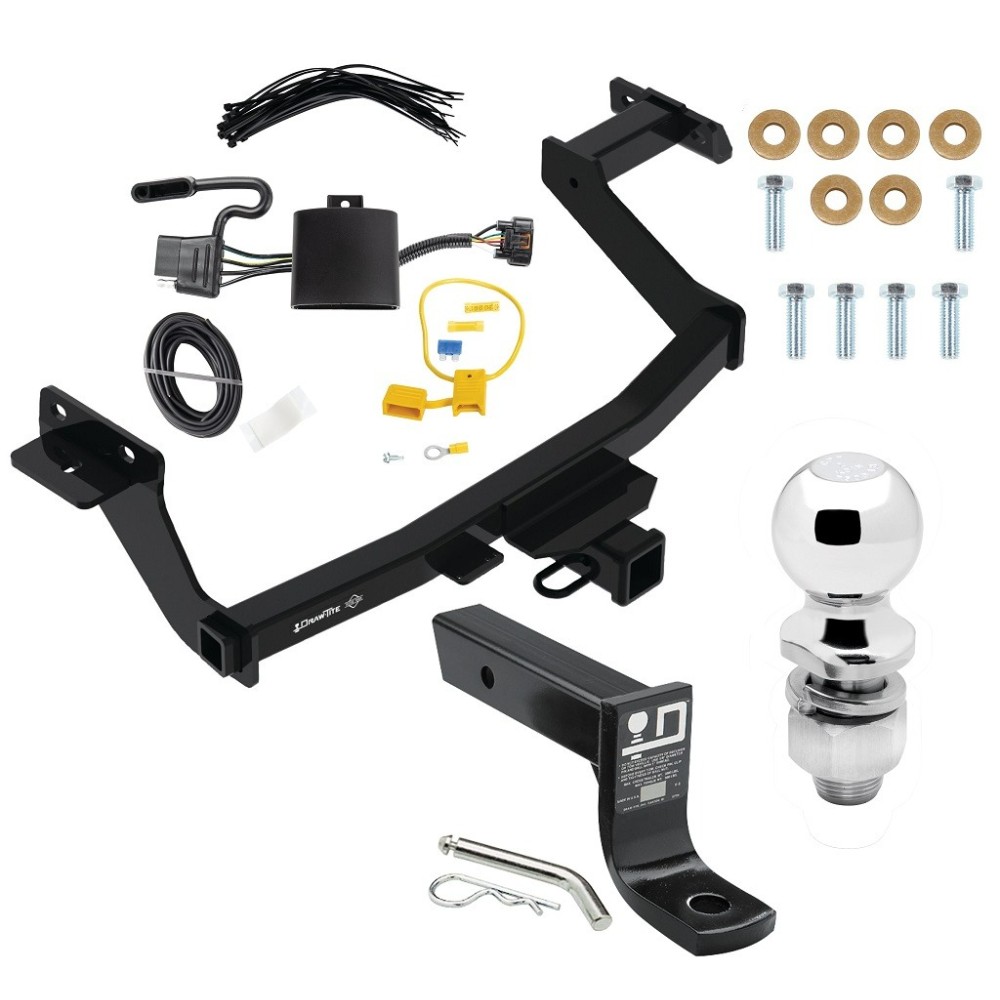 For 2022-2024 Hyundai Santa Cruz Trailer Hitch Tow PKG w/ 4-Flat Wiring + Ball Mount w/ 4" Drop + 2" Ball By Draw-Tite