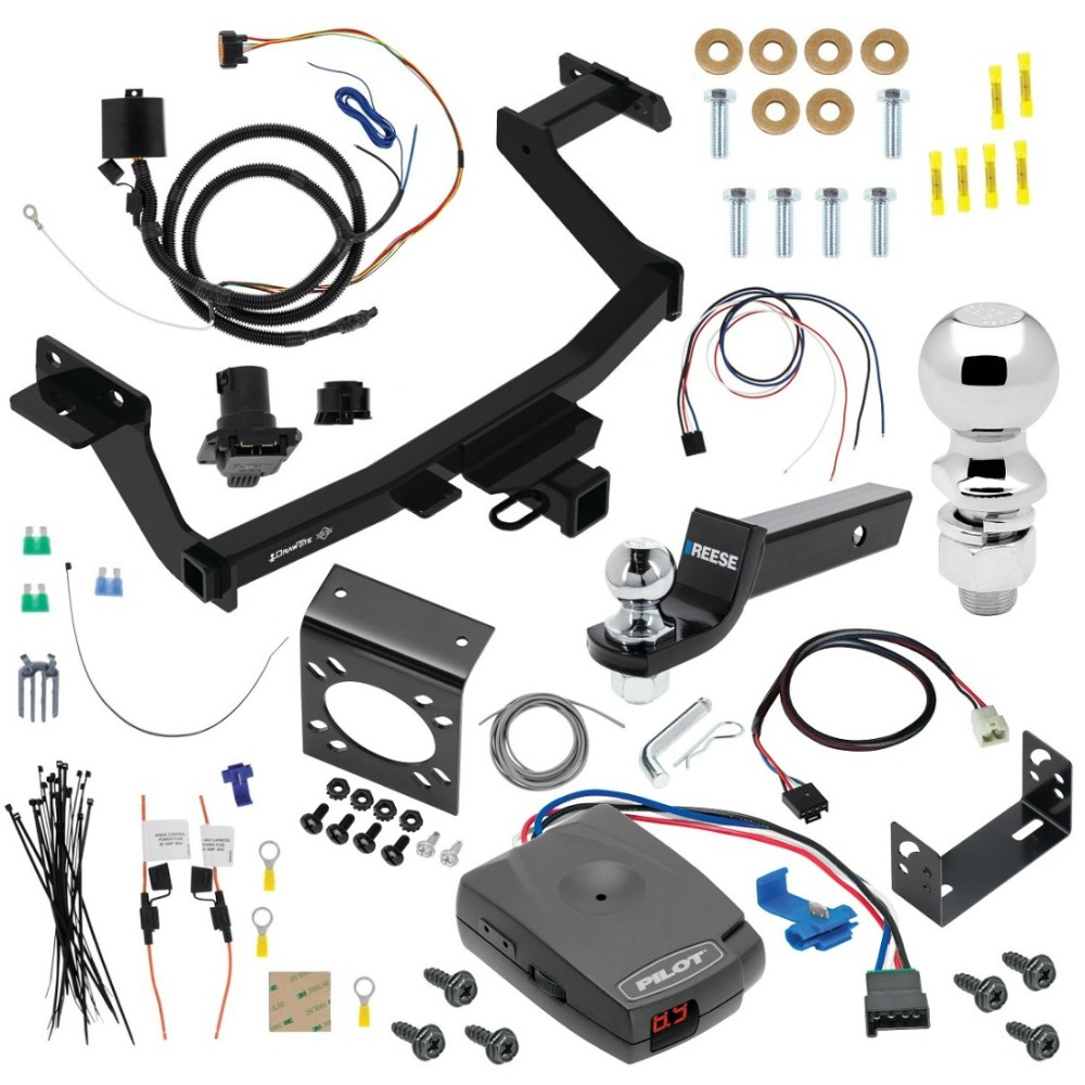 For 2022-2024 Hyundai Santa Cruz Trailer Hitch Tow PKG w/ Pro Series Pilot Brake Control + Plug & Play BC Adapter + 7-Way RV Wiring + 2" & 2-5/16" Ball & Drop Mount By Draw-Tite