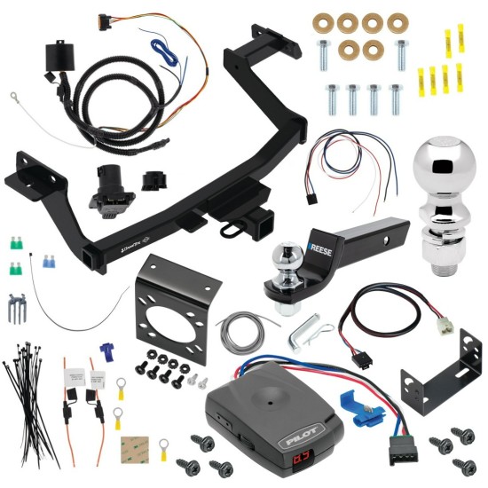 For 2022-2024 Hyundai Santa Cruz Trailer Hitch Tow PKG w/ Pro Series Pilot Brake Control + Plug & Play BC Adapter + 7-Way RV Wiring + 2" & 2-5/16" Ball & Drop Mount By Draw-Tite