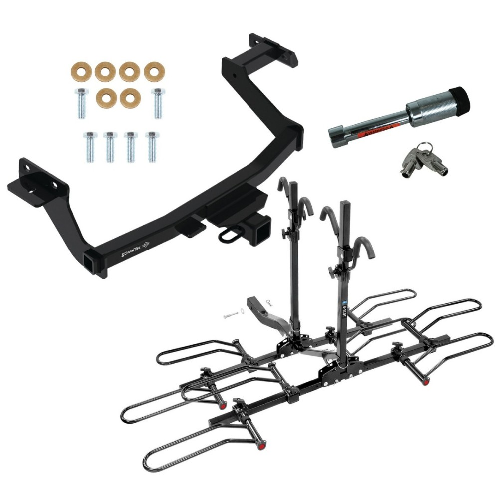 For 2022-2024 Hyundai Santa Cruz Trailer Hitch Tow PKG w/ 4 Bike Plaform Style Carrier Rack + Hitch Lock By Draw-Tite