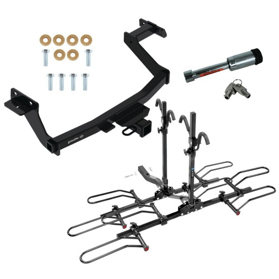 For 2022-2024 Hyundai Santa Cruz Trailer Hitch Tow PKG w/ 4 Bike Plaform Style Carrier Rack + Hitch Lock By Draw-Tite