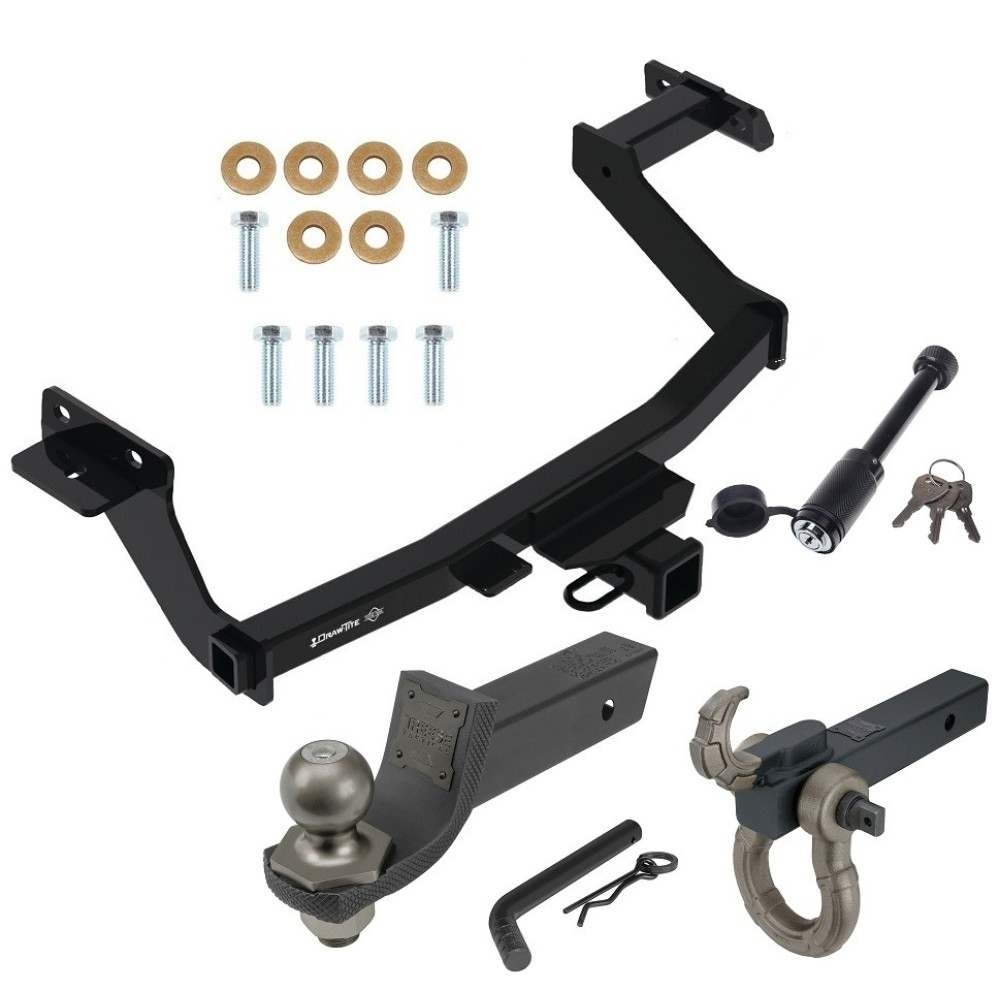 For 2022-2024 Hyundai Santa Cruz Trailer Hitch Tow PKG w/ 4-Flat Wiring + Interlock Tactical Starter Kit w/ 2" Drop & 2" Ball + Tactical Hook & Shackle Mount + Tactical Dogbone Lock + Wiring Bracket By Draw-Tite