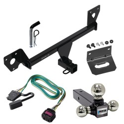 For 2020-2024 Buick Encore GX Trailer Hitch Tow PKG w/ 4-Flat Wiring Harness + Triple Ball Ball Mount 1-7/8" & 2" & 2-5/16" Trailer Balls + Pin/Clip + Wiring Bracket (For Essence w/Active Towplug Models) By Draw-Tite