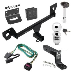 For 2020-2024 Buick Encore GX Trailer Hitch Tow PKG w/ 4-Flat Wiring + Ball Mount w/ 4" Drop + 2" Ball + Wiring Bracket + Hitch Lock + Hitch Cover (For Essence w/Active Towplug Models) By Draw-Tite
