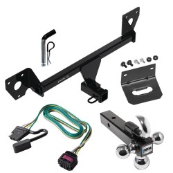 For 2020-2024 Buick Encore GX Trailer Hitch Tow PKG w/ 4-Flat Wiring Harness + Triple Ball Ball Mount 1-7/8" & 2" & 2-5/16" Trailer Balls w/ Tow Hook + Pin/Clip + Wiring Bracket (For Essence w/Active Towplug Models) By Draw-Tite