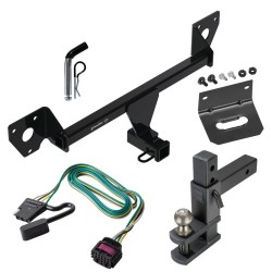 For 2020-2024 Buick Encore GX Trailer Hitch Tow PKG w/ 4-Flat Wiring Harness + Adjustable Drop Rise Clevis Hitch Ball Mount w/ 2" Ball + Pin/Clip + Wiring Bracket (For Essence w/Active Towplug Models) By Draw-Tite