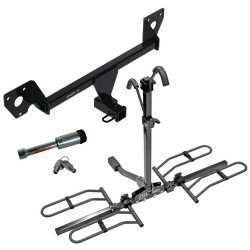 For 2020-2024 Buick Encore GX Trailer Hitch Tow PKG w/ 2 Bike Plaform Style Carrier Rack + Hitch Lock (For Essence w/Active Towplug Models) By Draw-Tite