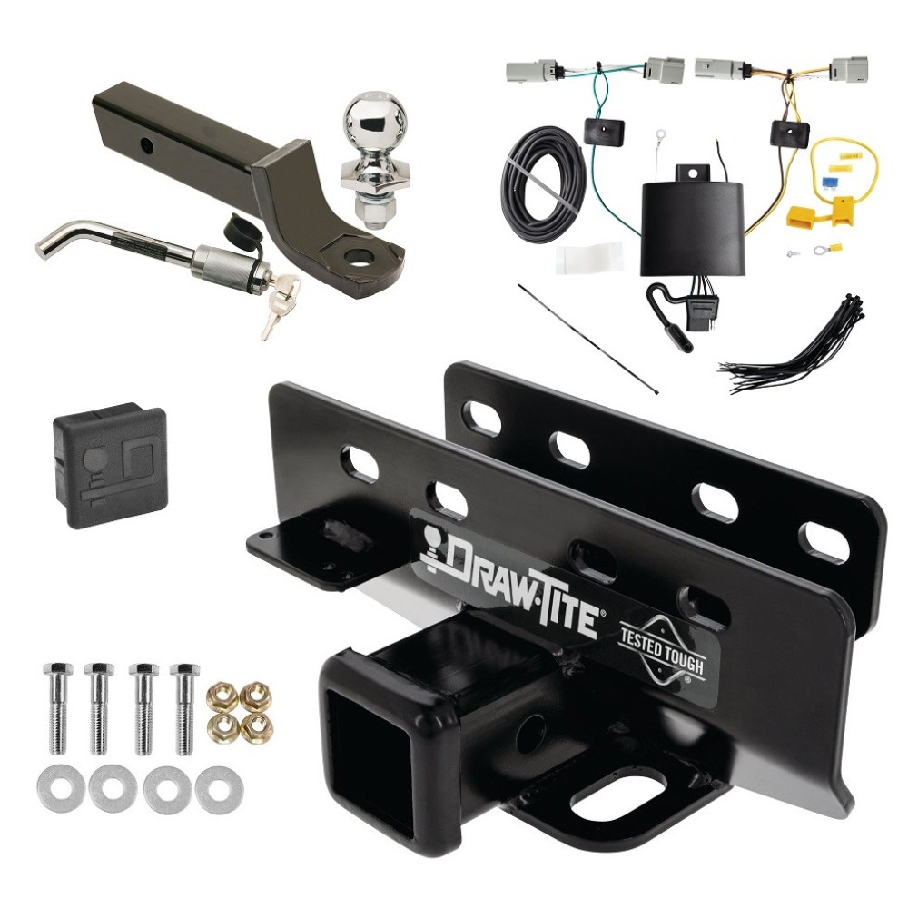 Custom Fit Trailer Hitch Wiring Harness (Plug & Play) 2" Drop Ball-Mount w/ Locking Pin/Clip 2" Chrome Ball Rubber Hitch Plug Cover Installation Hardware Installation Instructions 76605 118867 7005111 7010 Draw-Tite Trailer Tow Hitch 21-23 Trailer Tow Hitch For 21-24 Ford Bronco Except w/LED Taillights or w/OEM Hitch Deluxe Package Wiring 2" Ball Mount and Lock