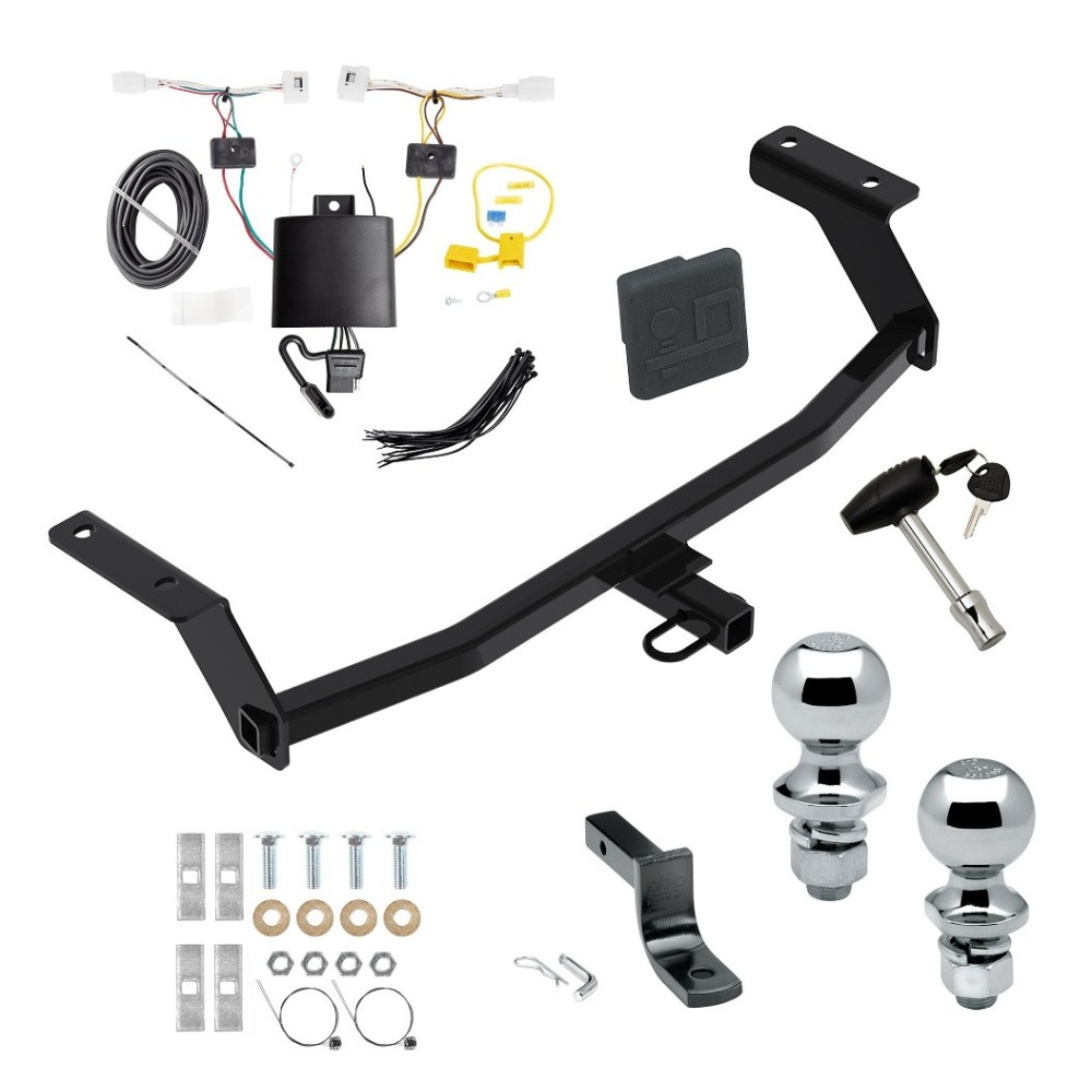 Custom Fit Trailer Hitch Draw-Bar w/ Pin/Clip Wiring Harness (Plug & Play) 1-7/8" and 2" Chrome Ball Security Lock Pin Rubber Hitch Plug Cover Installation Hardware Installation Instructions 77984 3593 118808 63820 63810 580407 2211 Reese T Reese Trailer Tow Hitch For 19-25 Mazda 3 Hatchback Deluxe Package Wiring 2" and 1-7/8" Ball and Lock