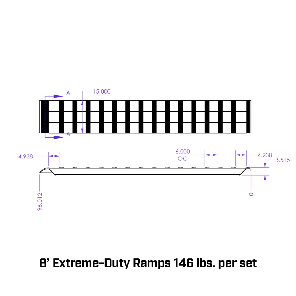 GEN-Y 8 Ft Heavy Duty Aluminum Ramps – 15" x 96", 7,000 lb per Ramp GEN-Y Hitch 8 Ft Extreme Duty Aluminum Loading Ramps Set – 15x96, 7K lb Capacity Each