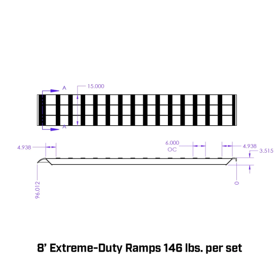 GEN-Y 8 Ft Heavy Duty Aluminum Ramps – 15" x 96", 7,000 lb per Ramp GEN-Y Hitch 8 Ft Extreme Duty Aluminum Loading Ramps Set – 15x96, 7K lb Capacity Each