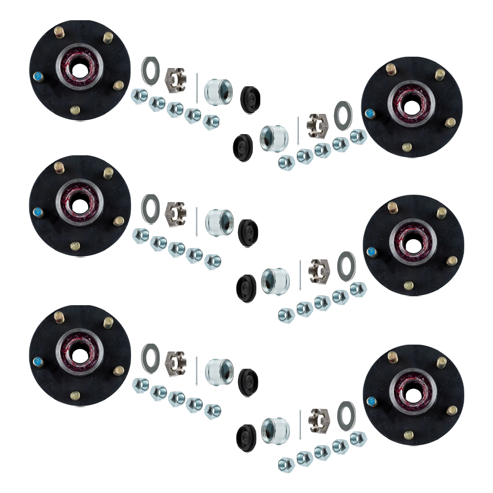 Lippert 2,200 lb. Axle Hub Assembly 5 on 4.5 with Lug Nuts 6-Pack Lippert Pre-Greased 2,200 lb. Axle Hub Assembly 5 on 4.5 with Lug Nuts 6-Pack Triple Axle