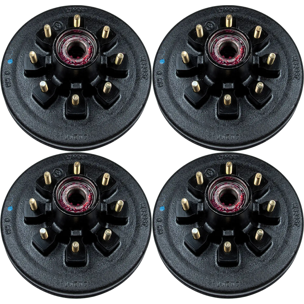 lippert 12 inch self‑adjusting brake assemblies with fully assembled 8‑on‑6.5 drum hubs dexter compatible 7k trailer kit